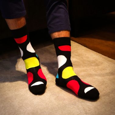 irregular patterned rainbow color socks for men-2