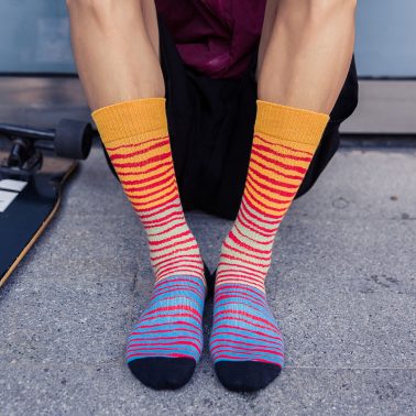 irregular striped colorful crew socks for men-2
