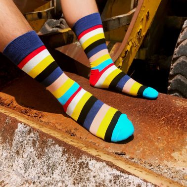 irregular striped patterned rainbow color socks for men