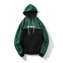 Green-black embroidery premium cotton hoody for young guys.-1