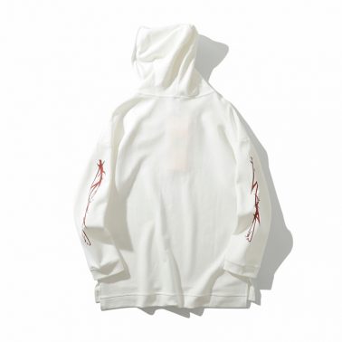 White embroidery cotton soft hoodies for men-1