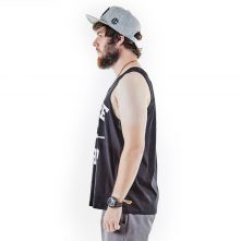 Black classic loose sport graphic tank top for men-1