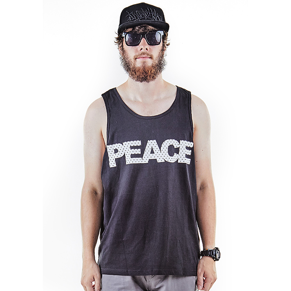 Black funny printed characters tank top for men-3