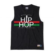 black printed graphic hip hop tank top for men-1