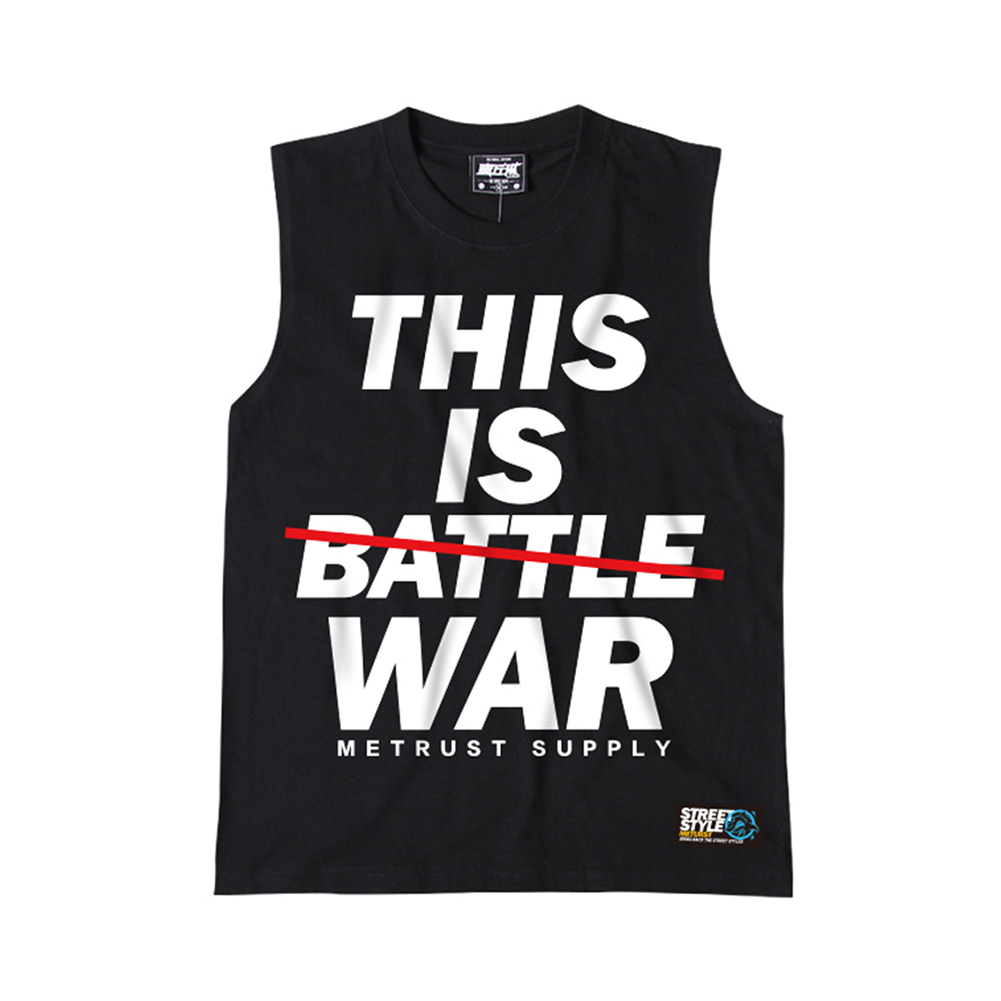 Black simple designed casual tank top for men