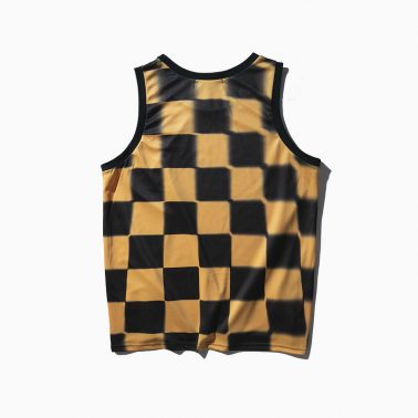 Checker pattern soft cotton tank top for men