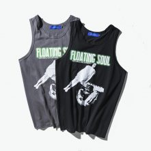 Sleeveless 3D printed floating soul pattern tank top-2