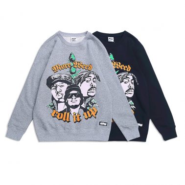 Cool “roll it up” characters printed pullover sweatshirt for men-1