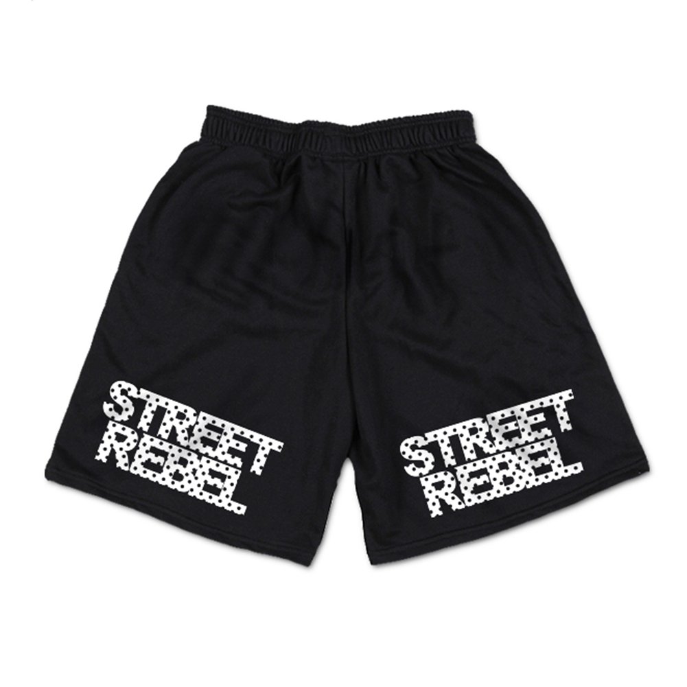 Black printed pattern athletic waist sweat men’s shorts-2