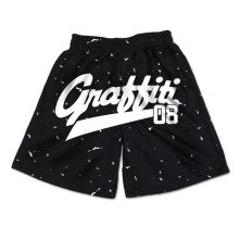 men’s casual ink print brand athletic gym shorts