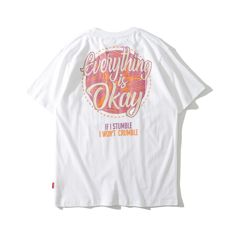 white everything is okay letter short sleeve graphic t shirt-1