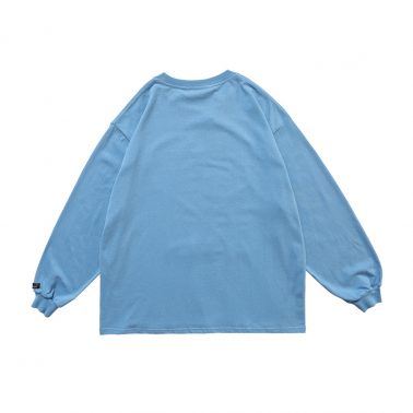 Blue women casual oversized long sleeve sweatshirt-2