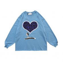 Blue women casual oversized long sleeve sweatshirt-2