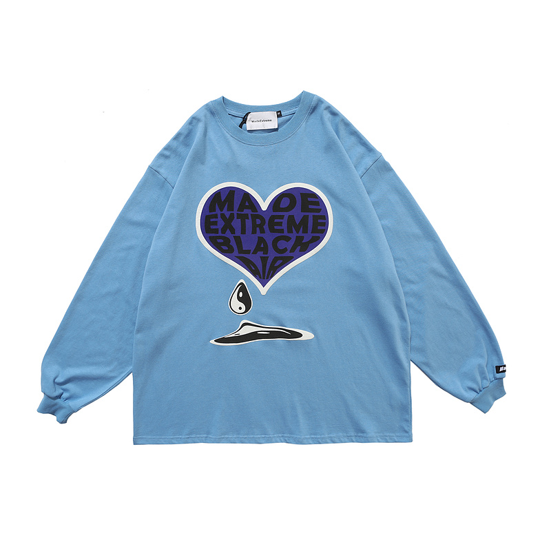 Blue women casual oversized long sleeve sweatshirt-2