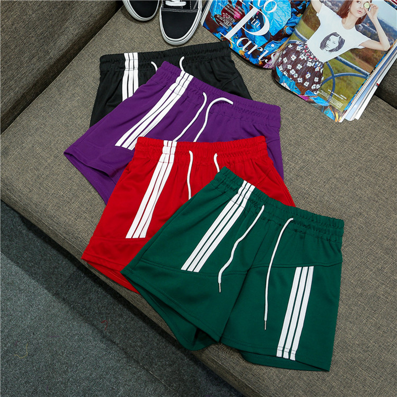 Cotton soft striped athletic women's shorts in summer-1