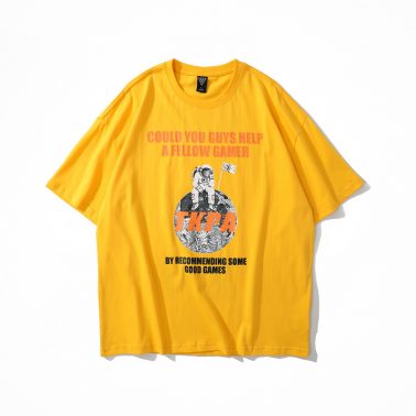Yellow urban street style cool printed t shirt for men-1