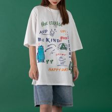 women’s novelty graphic printed oversized streetwear half sleeve t shirt-4