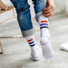 AungCrown classic striped sport and casual crew socks for women