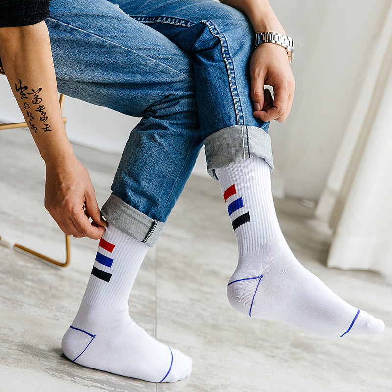 AungCrown classic striped sport and casual crew socks for women