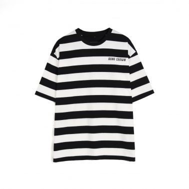 Men’s casual crewneck black-white striped t shirt-1
