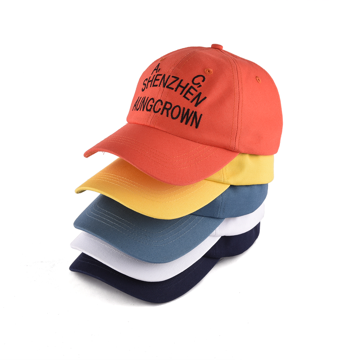 AungCrown cotton embroidery logo unconstructed plain dad cap