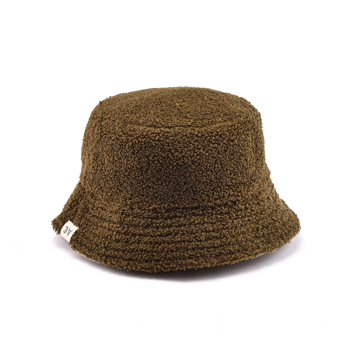 AungCrown warm faux fur plain color bucket hat for winter