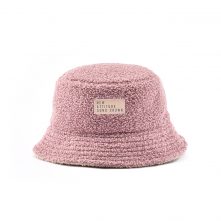 AungCrown warm faux fur plain color bucket hat for winter