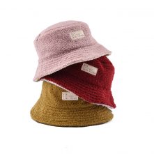 AungCrown warm faux fur plain color bucket hat for winter