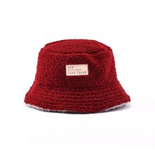 AungCrown warm faux fur plain color bucket hat for winter