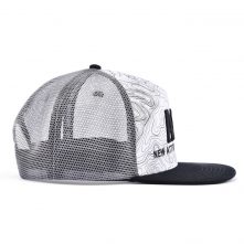 AungCrown pattern print embroidery mesh trucker snapback cap