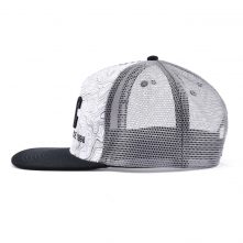 AungCrown pattern print embroidery mesh trucker snapback cap