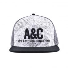 AungCrown pattern print embroidery mesh trucker snapback cap