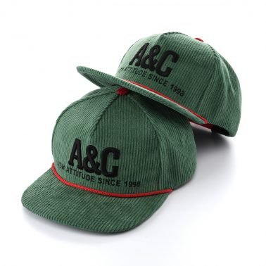 AungCrown embroidery warm winter corduroy with rope snapback hat