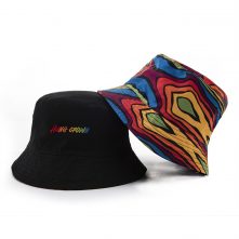 AungCrown pattern print reversible wide brim bucket hat with embroidery logo