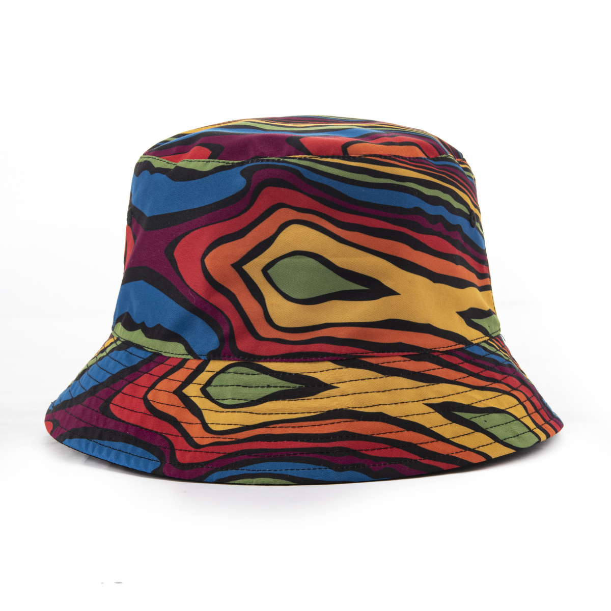 AungCrown pattern print reversible wide brim bucket hat with embroidery logo